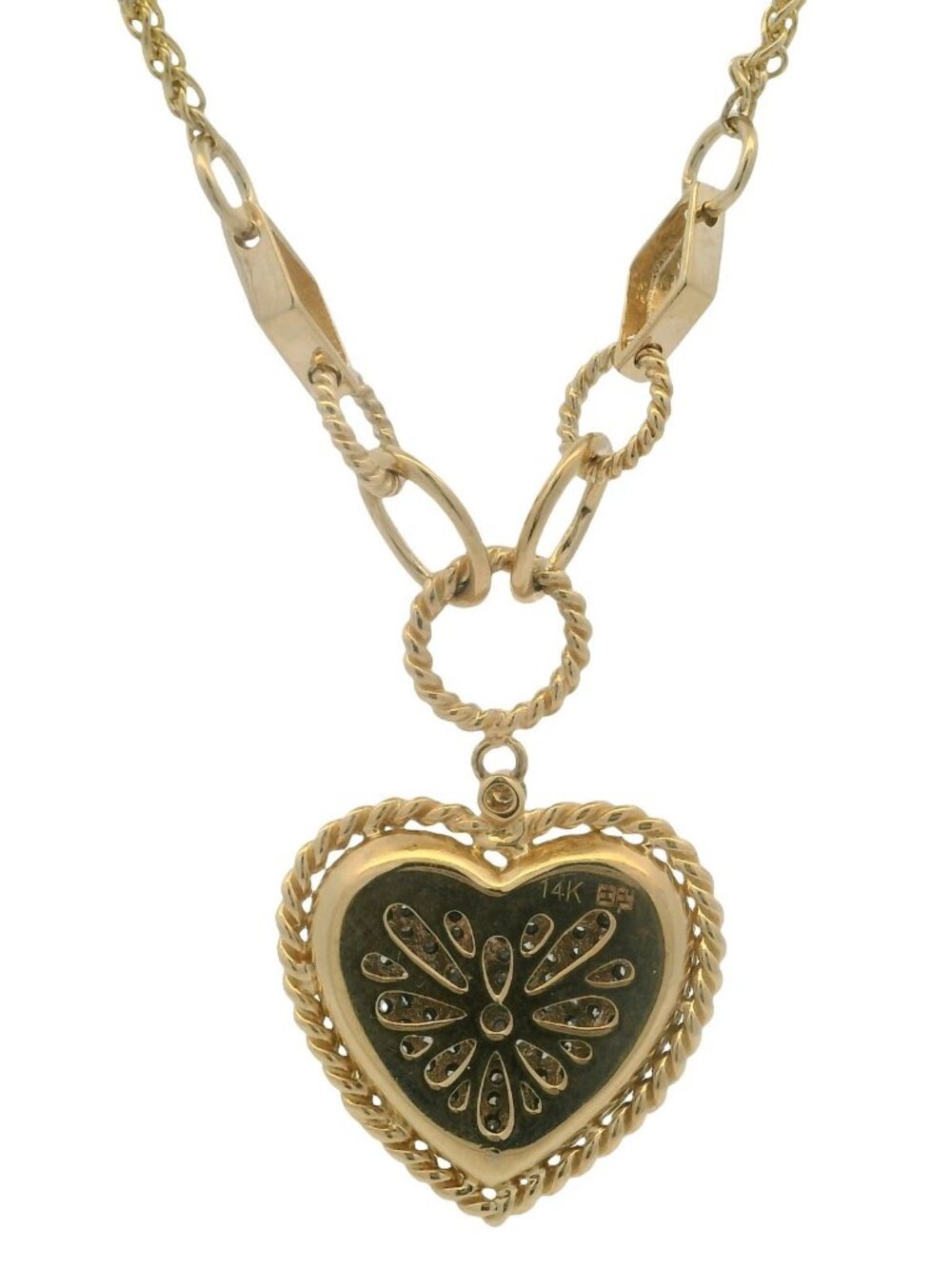 EFFY D'Oro 14kt Yellow Gold Diamond Cluster Pave Heart Pendant 18" Necklace